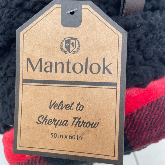 Sherpa/Fleece Throw Blanket, black red plaid - Picture 2 of 5